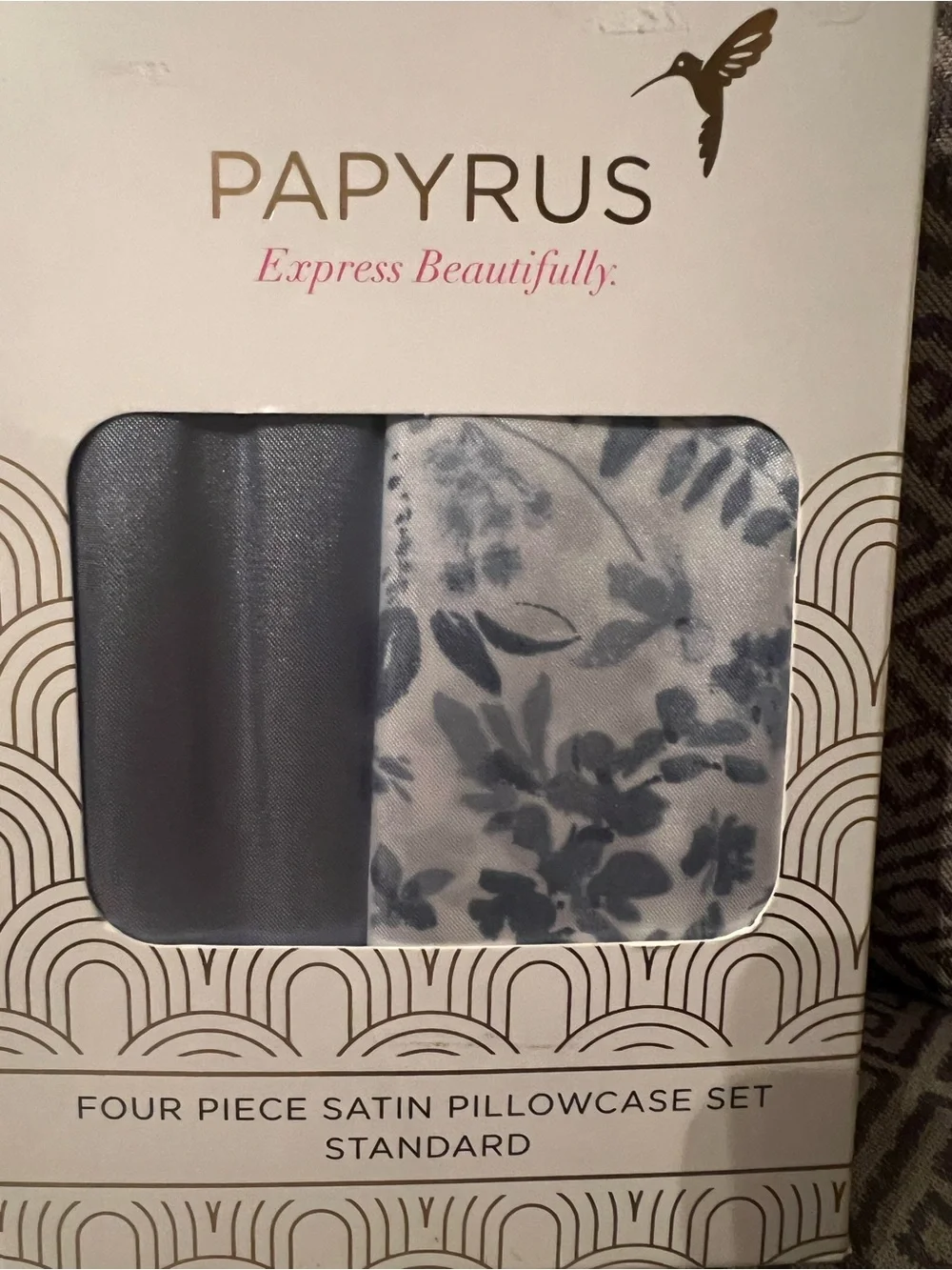 NEW PAPYRUS satin pillowcases. 4 Pcs. Light grey. Standard pillow case size.